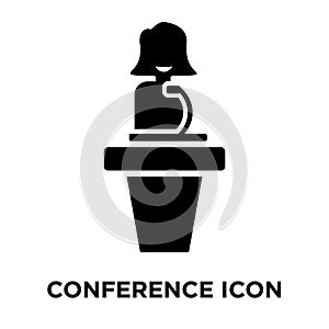 Conference iconÃÂ  vector isolated on white background, logo concept of ConferenceÃÂ  sign on transparent background, black filled photo